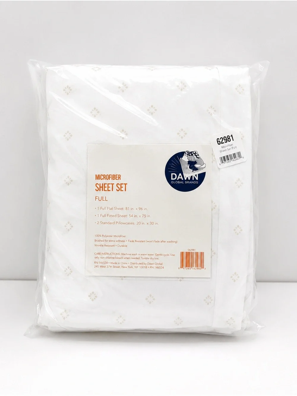 Dawn Full Microfiber Full Size Sheet Set in White with Gold Accent